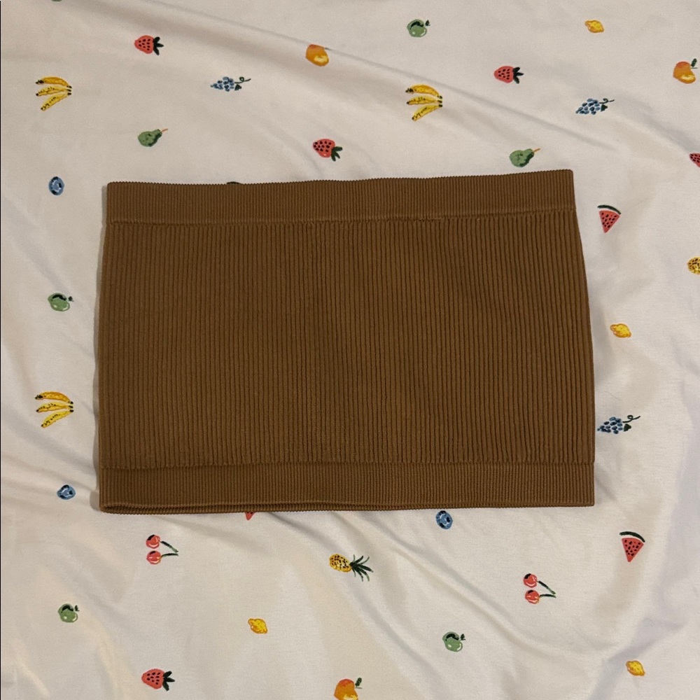 Brown Ribbed Women's Tube Top